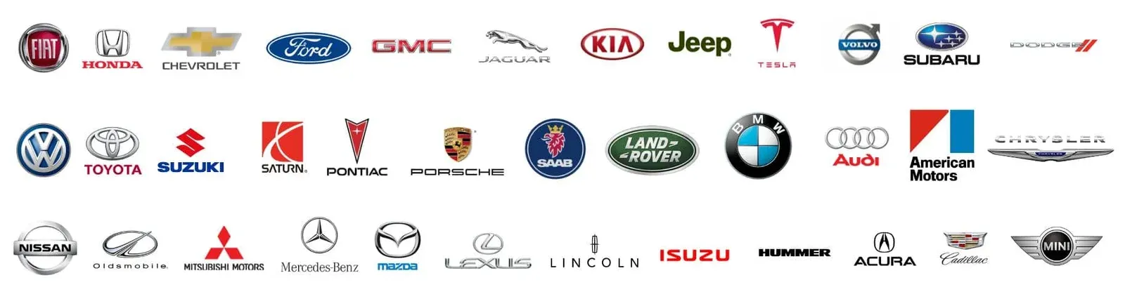 Compatible car brands including Ford, Chevrolet, Toyota, Honda, BMW, Mercedes-Benz, and many more